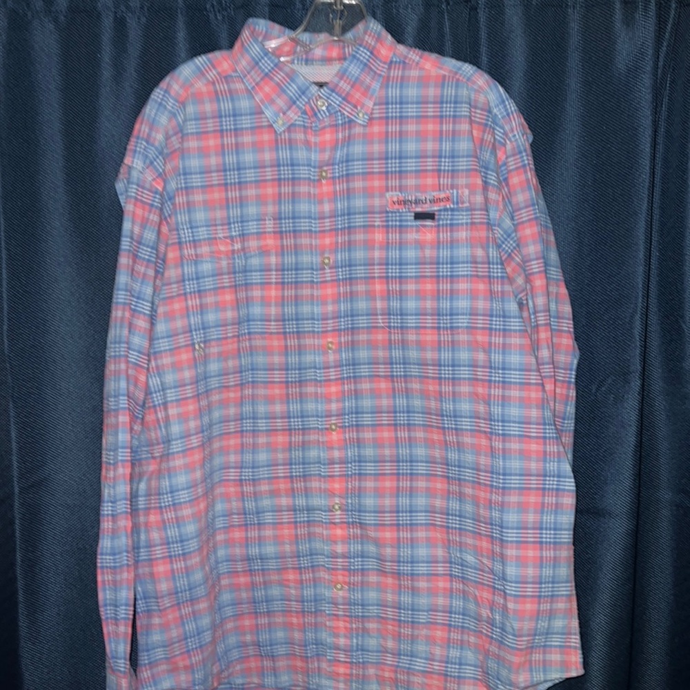 Mens VineYard Vines fishing button up.